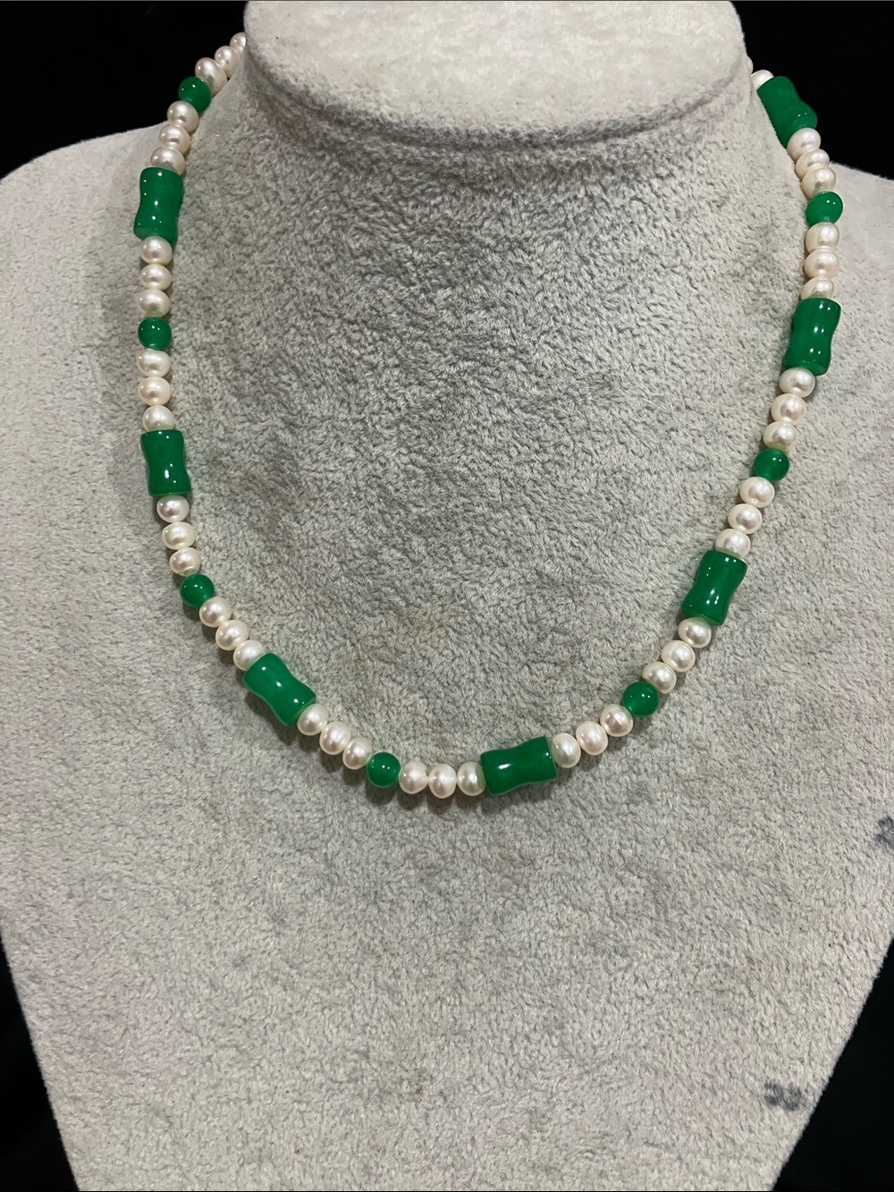 Pearl and Green Bead Necklace - Elegant Women’s Jewelry